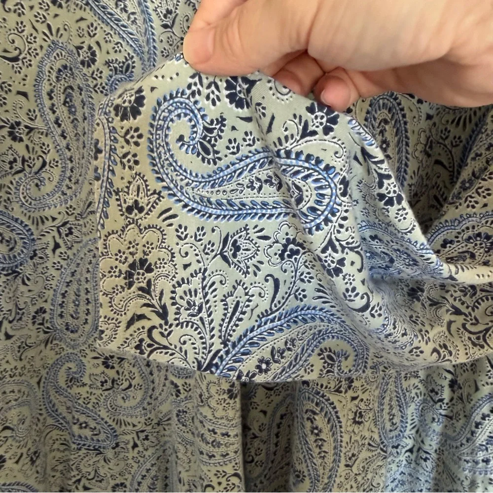 J Jill Simply Supima Cotton Paisley V Neck Tunic Women XL Long Sleeve Side Slit - Picture 6 of 10